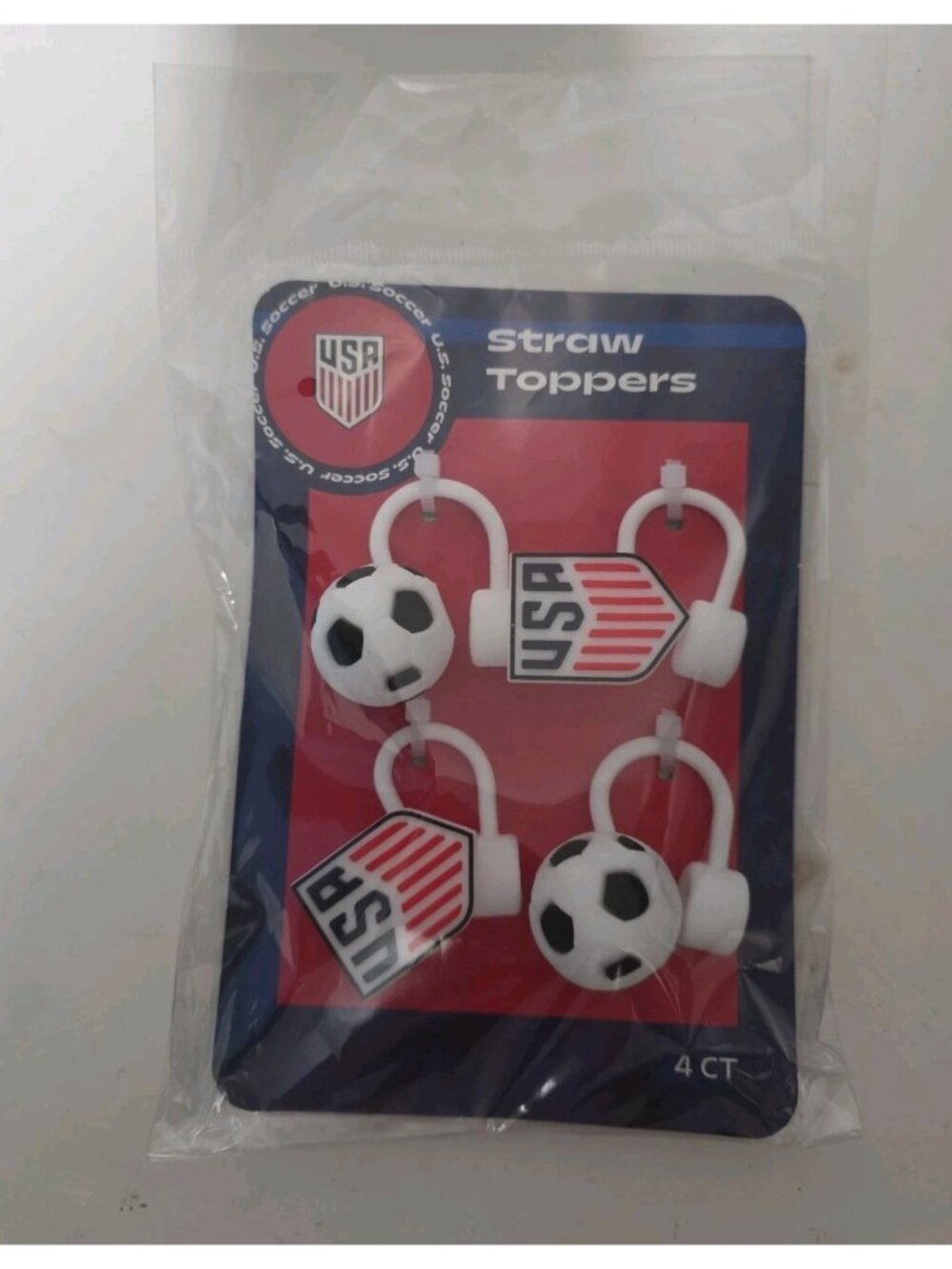 U.S. Soccer Straw Toppers: Official Licensed Product 4 Count Silicone Straw